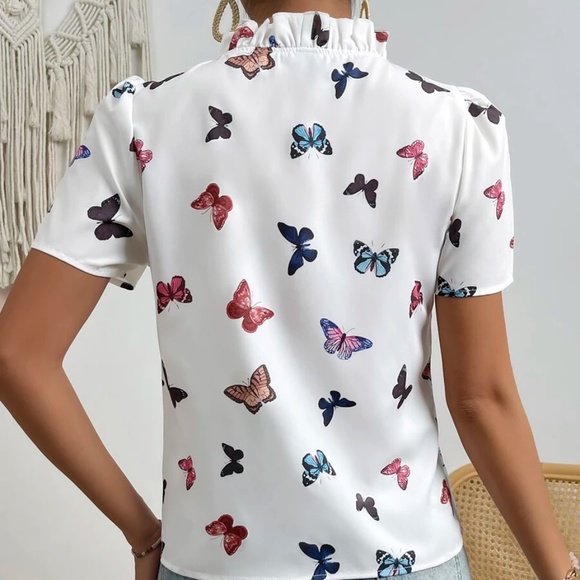 Boho Butterfly Print Frill Blouse - Picture 3 of 3